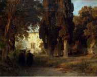 Achenbach Oswald Garden in a Monastery  - Hermitage